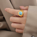 Gold Blue Turquoise / Size 6