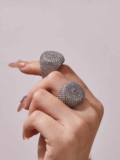 316L Stainless Steel Vintage Square Wide Grain Pattern Ring -  Sensitive Skin Friendly - Detail 10