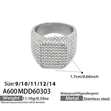 316L Stainless Steel Vintage Square Wide Grain Pattern Ring -  Sensitive Skin Friendly - Detail 12