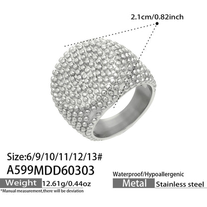 316L Stainless Steel Vintage Square Wide Grain Pattern Ring -  Sensitive Skin Friendly - Detail 17