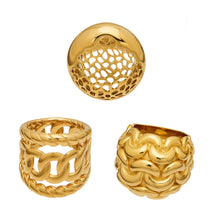 316L Stainless Steel Vintage Woven Hollow 18K Gold Plated Ring -  Sensitive Skin Friendly - Detail 11