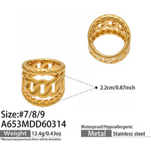 316L Stainless Steel Vintage Woven Hollow 18K Gold Plated Ring -  Sensitive Skin Friendly - Detail 7