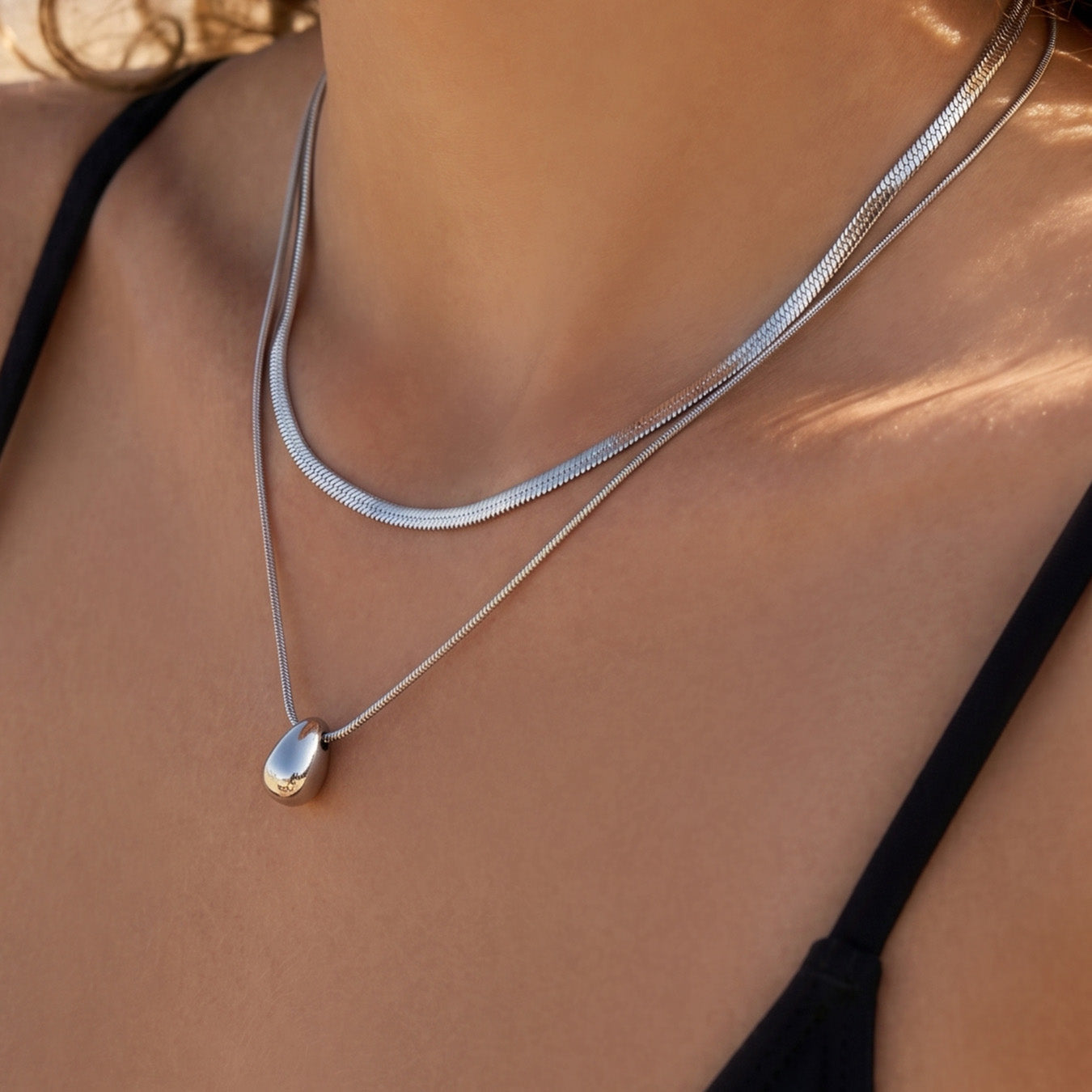 316L Stainless Steel 18K PVD Gold Waterdrop Necklace made with 316L stainless steel and 18K PVD gold finish for wholesale jewelry buyers - image 11