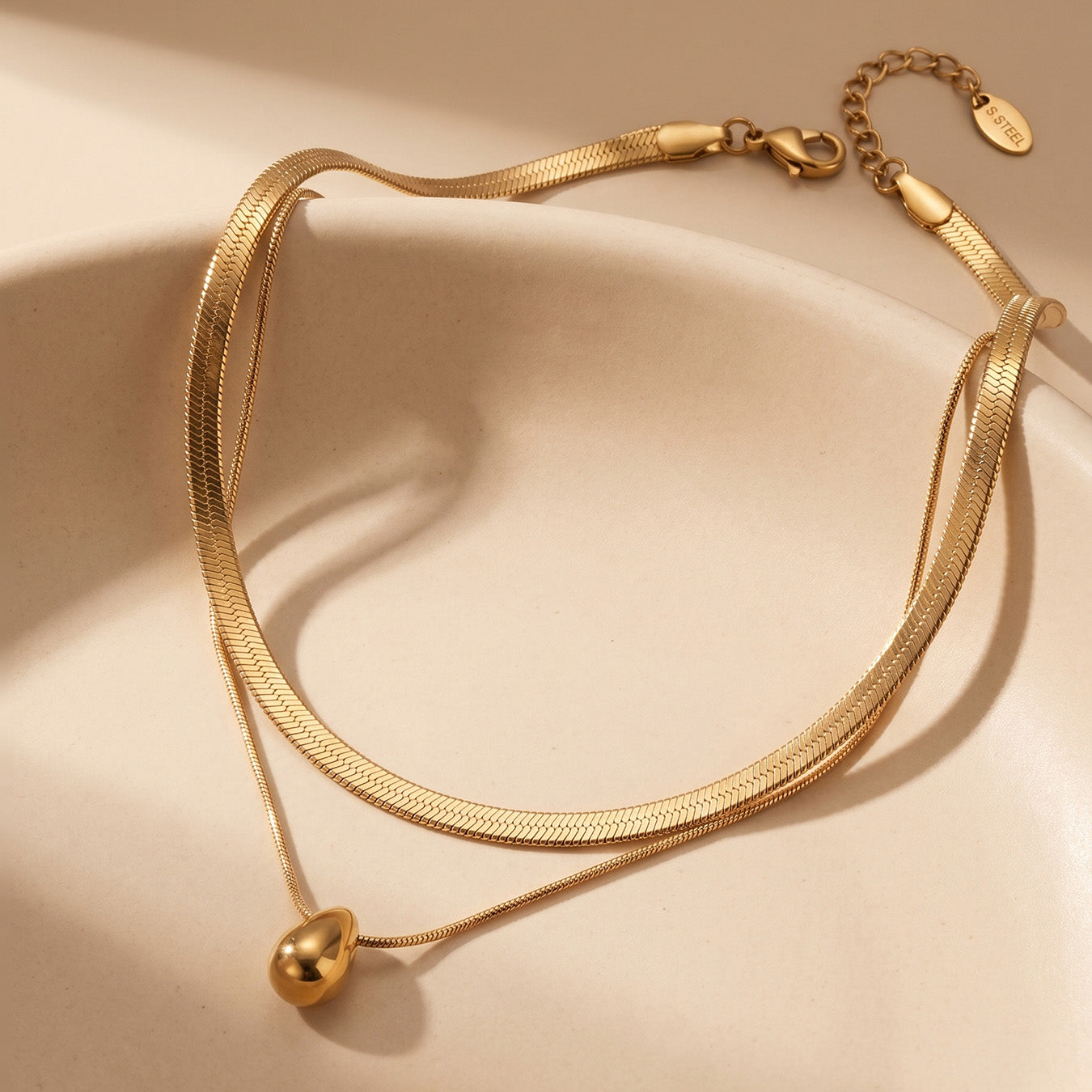 316L Stainless Steel 18K PVD Gold Waterdrop Necklace made with 316L stainless steel and 18K PVD gold finish for wholesale jewelry buyers - image 14