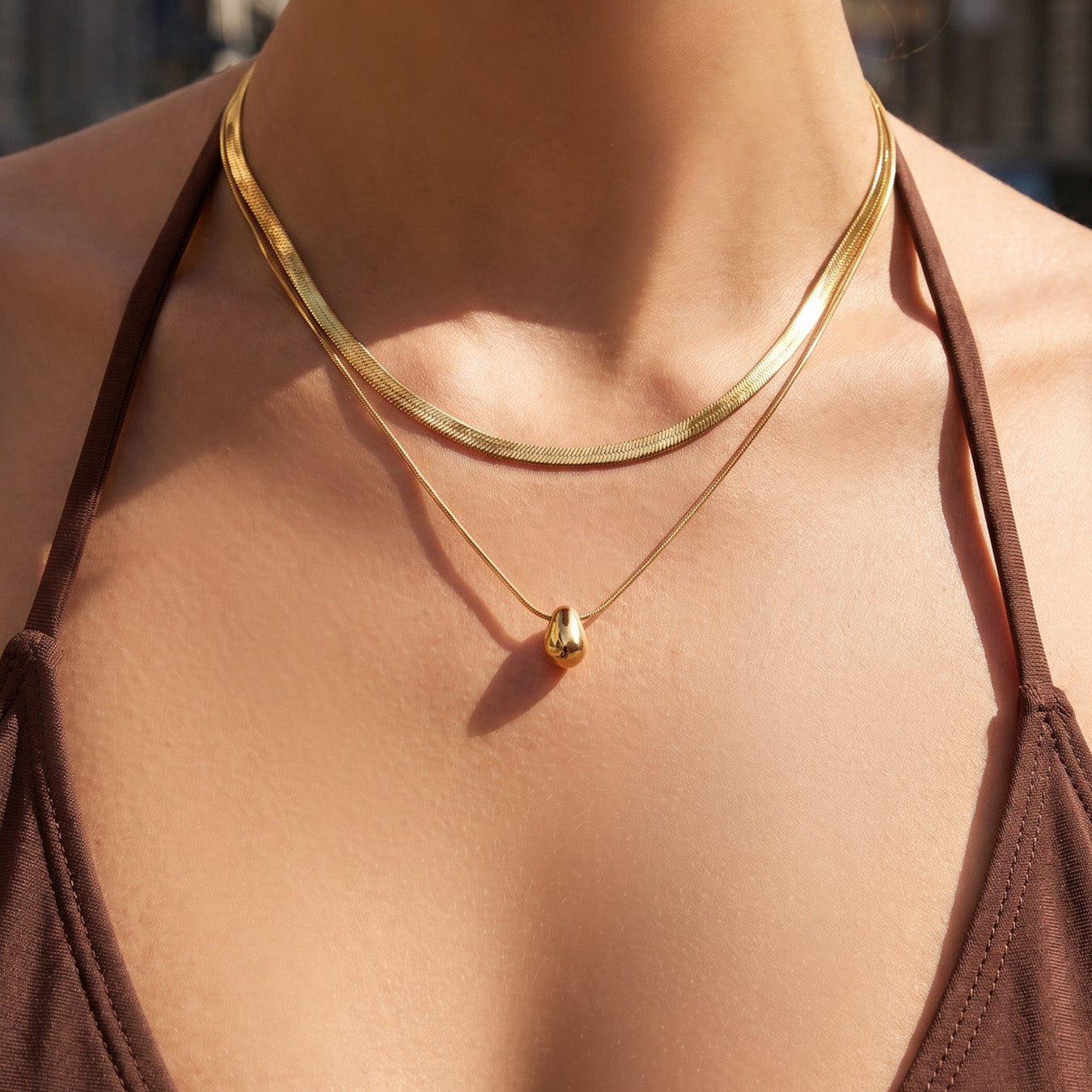316L Stainless Steel 18K PVD Gold Waterdrop Necklace made with 316L stainless steel and 18K PVD gold finish for wholesale jewelry buyers - image 3