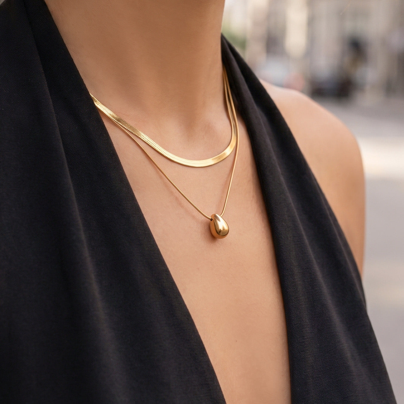 316L Stainless Steel 18K PVD Gold Waterdrop Necklace made with 316L stainless steel and 18K PVD gold finish for wholesale jewelry buyers - image 5