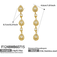 Elegant white zircon waterdrop earrings in gold