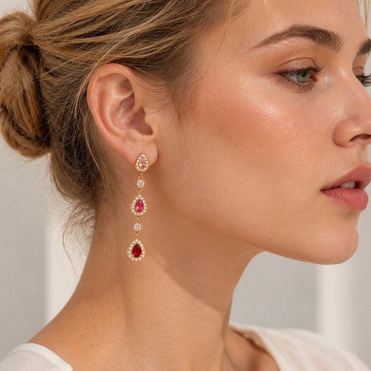 316L Stainless Steel 18K PVD Gold Waterdrop Zircon Earrings made with 316L stainless steel and 18K PVD gold finish for wholesale jewelry buyers - image 14