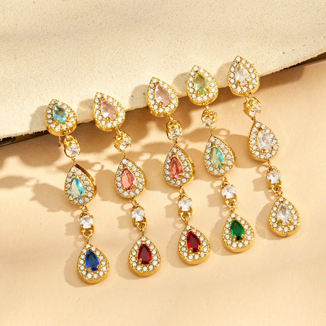 316L Stainless Steel 18K PVD Gold Waterdrop Zircon Earrings made with 316L stainless steel and 18K PVD gold finish for wholesale jewelry buyers - image 15