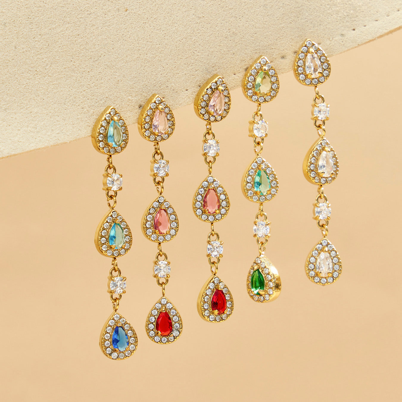 316L Stainless Steel 18K PVD Gold Waterdrop Zircon Earrings made with 316L stainless steel and 18K PVD gold finish for wholesale jewelry buyers - image 16
