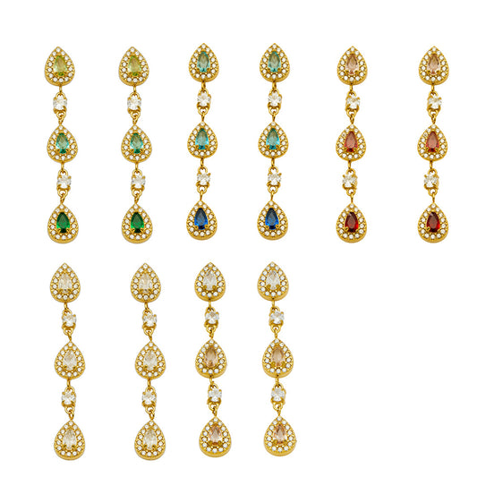 Chic champagne zircon waterdrop earrings in gold