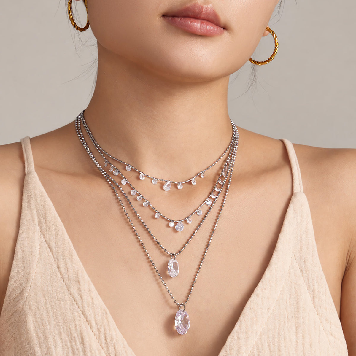 316L Stainless Steel 18K PVD Gold Waterdrop Zircon Pendant Necklace made with 316L stainless steel and 18K PVD gold finish for wholesale jewelry buyers - image 13