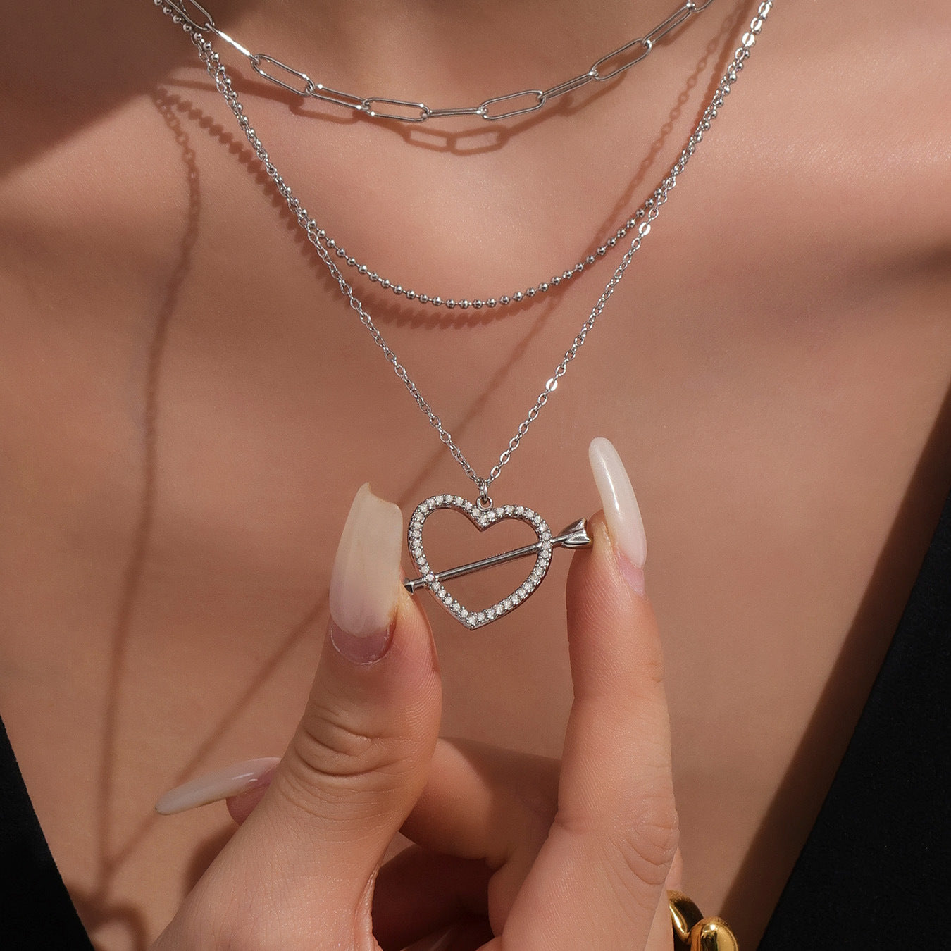 316L Stainless Steel Whale Tail & Arrow Heart DIY Collarbone Necklace - Image 13