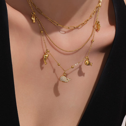 316L Stainless Steel Whale Tail & Arrow Heart DIY Collarbone Necklace - Image 18