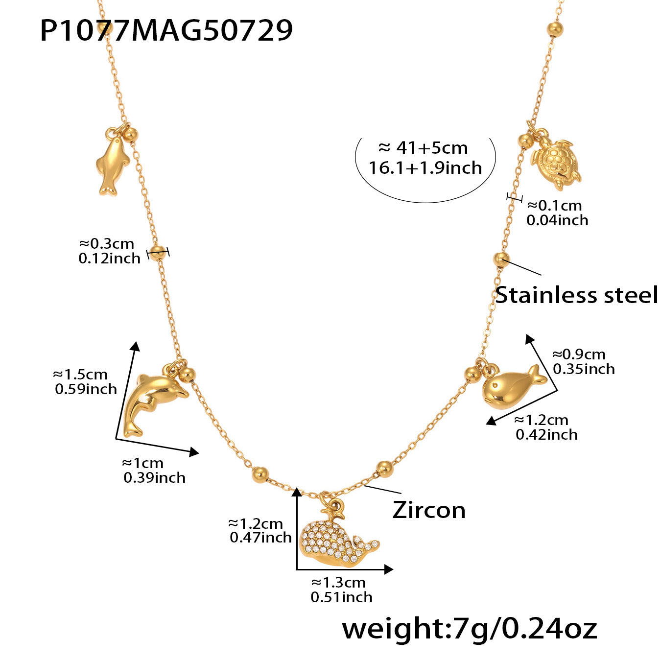 316L Stainless Steel Whale Tail & Arrow Heart DIY Collarbone Necklace - Image 2