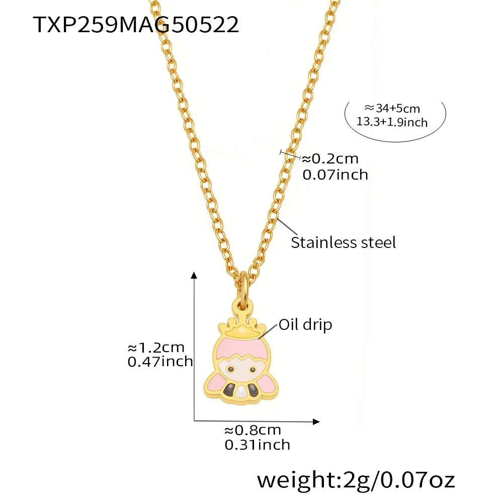 316L Stainless Steel Whimsical Enamel Princess Jewelry - Image 6