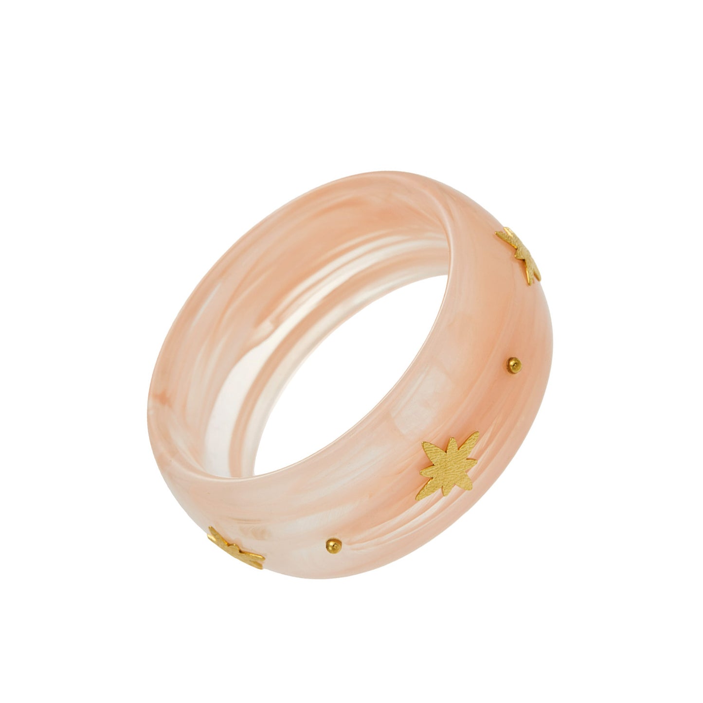 Elegant 316L Stainless Steel Wide Resin Bangle in White Color