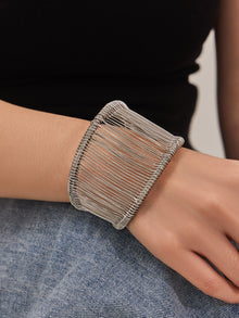316L Stainless Steel Wide Wire Cuff Bangles 18K Gold PVD Open Bangle Wholesale