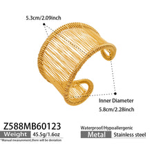316L Stainless Steel Wide Wire Cuff Bangles 18K Gold PVD Open Bangle Wholesale