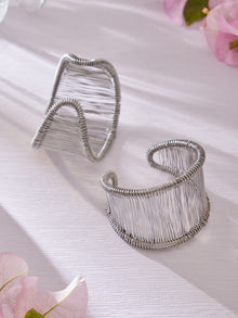 316L Stainless Steel Wide Wire Cuff Bangles 18K Gold PVD Open Bangle Wholesale