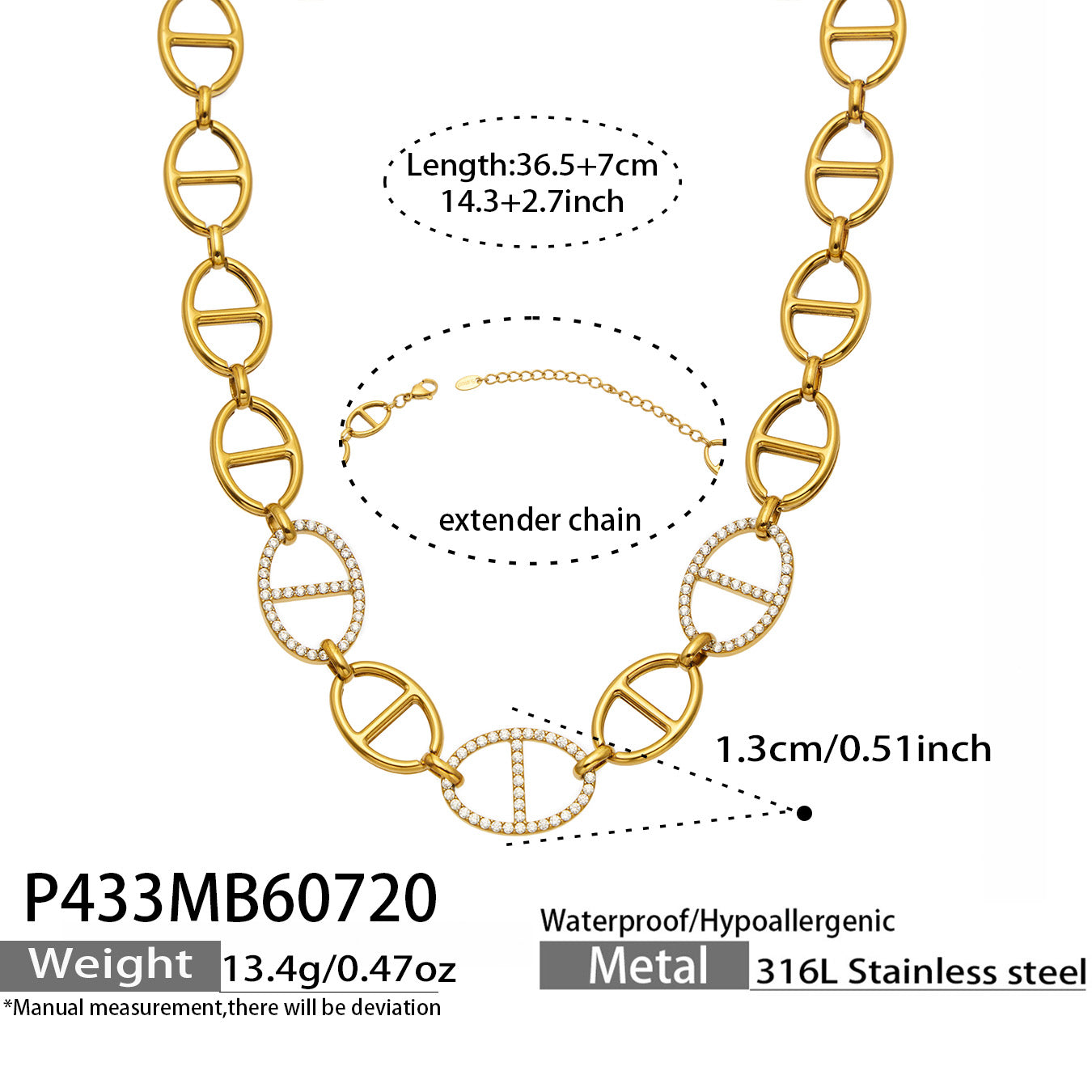 Elegant gold Y shape necklace with zircon for women