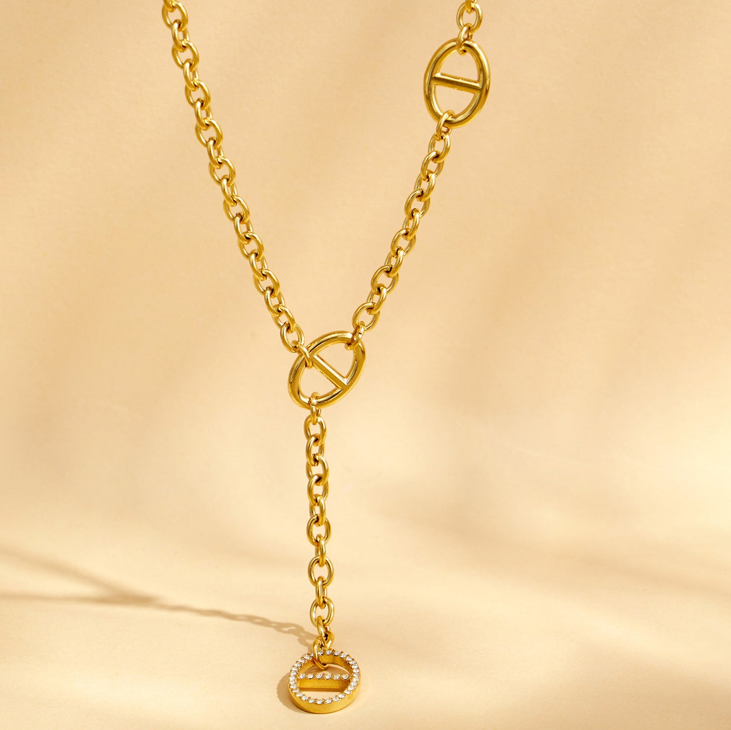 316L Stainless Steel 18K PVD Gold Y Shape Necklace made with 316L stainless steel and 18K PVD gold finish for wholesale jewelry buyers - image 8