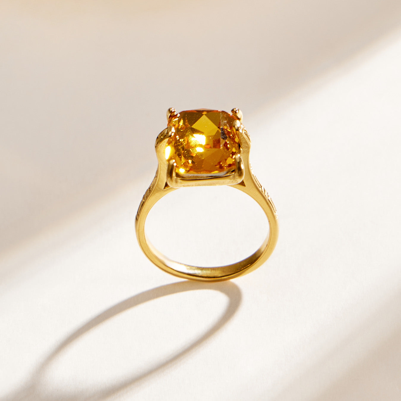 316L Stainless Steel 18K PVD Gold Square Yellow Glass Ring made with 316L stainless steel and 18K PVD gold finish for wholesale jewelry buyers - image 13