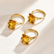 316L Stainless Steel 18K PVD Gold Square Yellow Glass Ring made with 316L stainless steel and 18K PVD gold finish for wholesale jewelry buyers - image 3