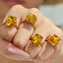 316L Stainless Steel 18K PVD Gold Square Yellow Glass Ring made with 316L stainless steel and 18K PVD gold finish for wholesale jewelry buyers - image 6