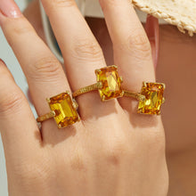 316L Stainless Steel 18K PVD Gold Square Yellow Glass Ring made with 316L stainless steel and 18K PVD gold finish for wholesale jewelry buyers - image 7