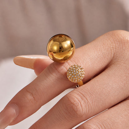 316L Stainless Steel Zircon Ball Open Ring 18K PVD Gold made with 316L stainless steel and 18K PVD gold finish for wholesale jewelry buyers - image 10