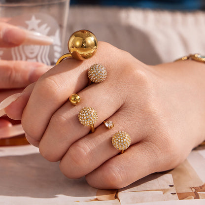 316L Stainless Steel Zircon Ball Open Ring 18K PVD Gold made with 316L stainless steel and 18K PVD gold finish for wholesale jewelry buyers - image 12
