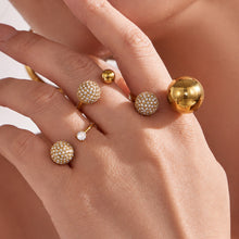 316L Stainless Steel Zircon Ball Open Ring angled view