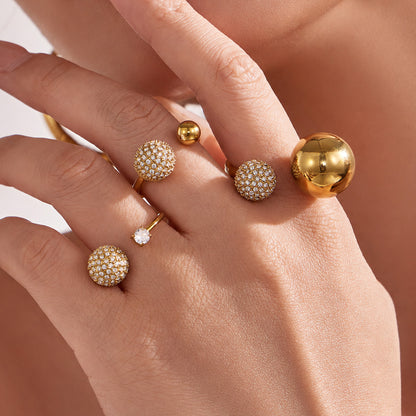 316L Stainless Steel Zircon Ball Open Ring angled view