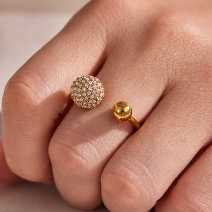 316L Stainless Steel Zircon Ball Open Ring 18K PVD Gold made with 316L stainless steel and 18K PVD gold finish for wholesale jewelry buyers - image 4