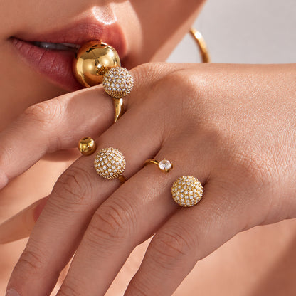 316L Stainless Steel Zircon Ball Open Ring 18K PVD Gold made with 316L stainless steel and 18K PVD gold finish for wholesale jewelry buyers - image 7