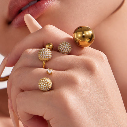 316L Stainless Steel Zircon Ball Open Ring 18K PVD Gold made with 316L stainless steel and 18K PVD gold finish for wholesale jewelry buyers - image 8