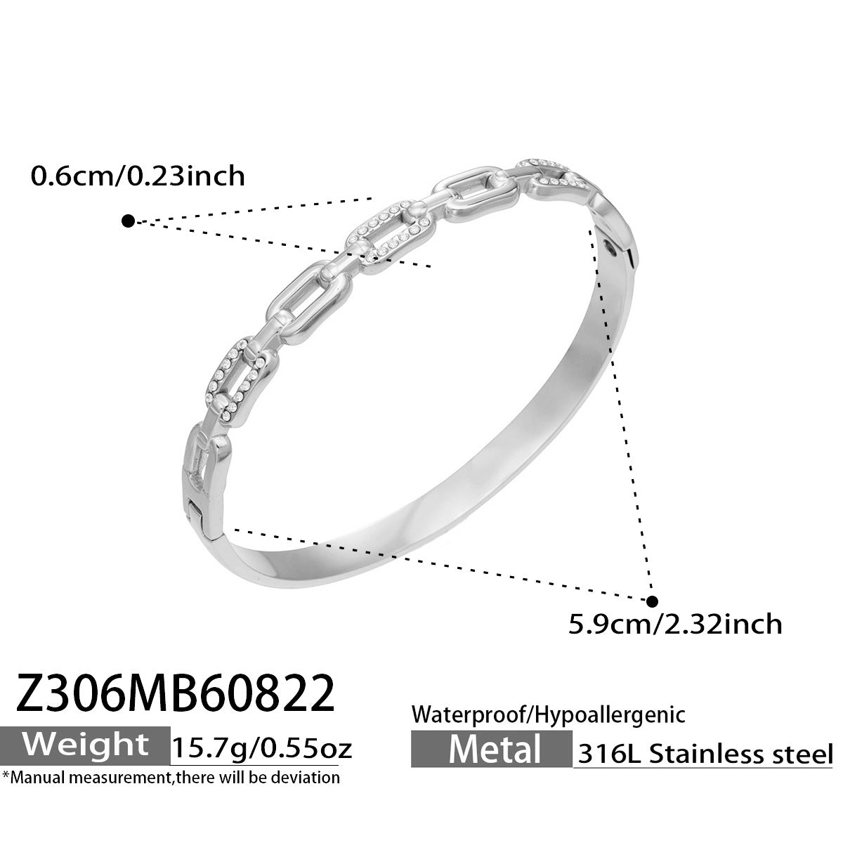 316L Stainless Steel 18K PVD Gold Zircon Bangle made with 316L stainless steel and 18K PVD gold finish for wholesale jewelry buyers - image 16