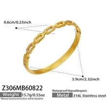 Modern square zircon bangle in steel