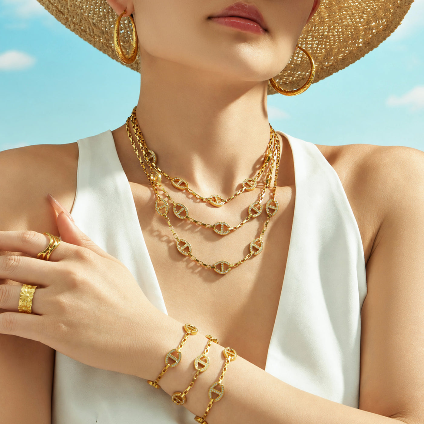 Elegant 316L stainless steel zircon bracelet in silver