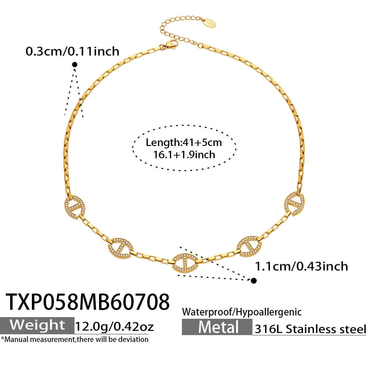 316L Stainless Steel 18K PVD Gold Zircon Bracelet made with 316L stainless steel and 18K PVD gold finish for wholesale jewelry buyers - image 11