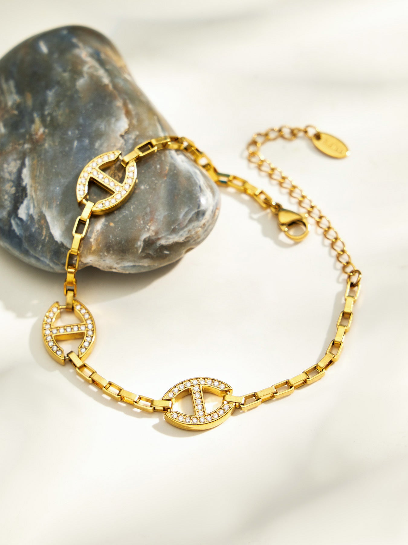 316L Stainless Steel 18K PVD Gold Zircon Bracelet made with 316L stainless steel and 18K PVD gold finish for wholesale jewelry buyers - image 8