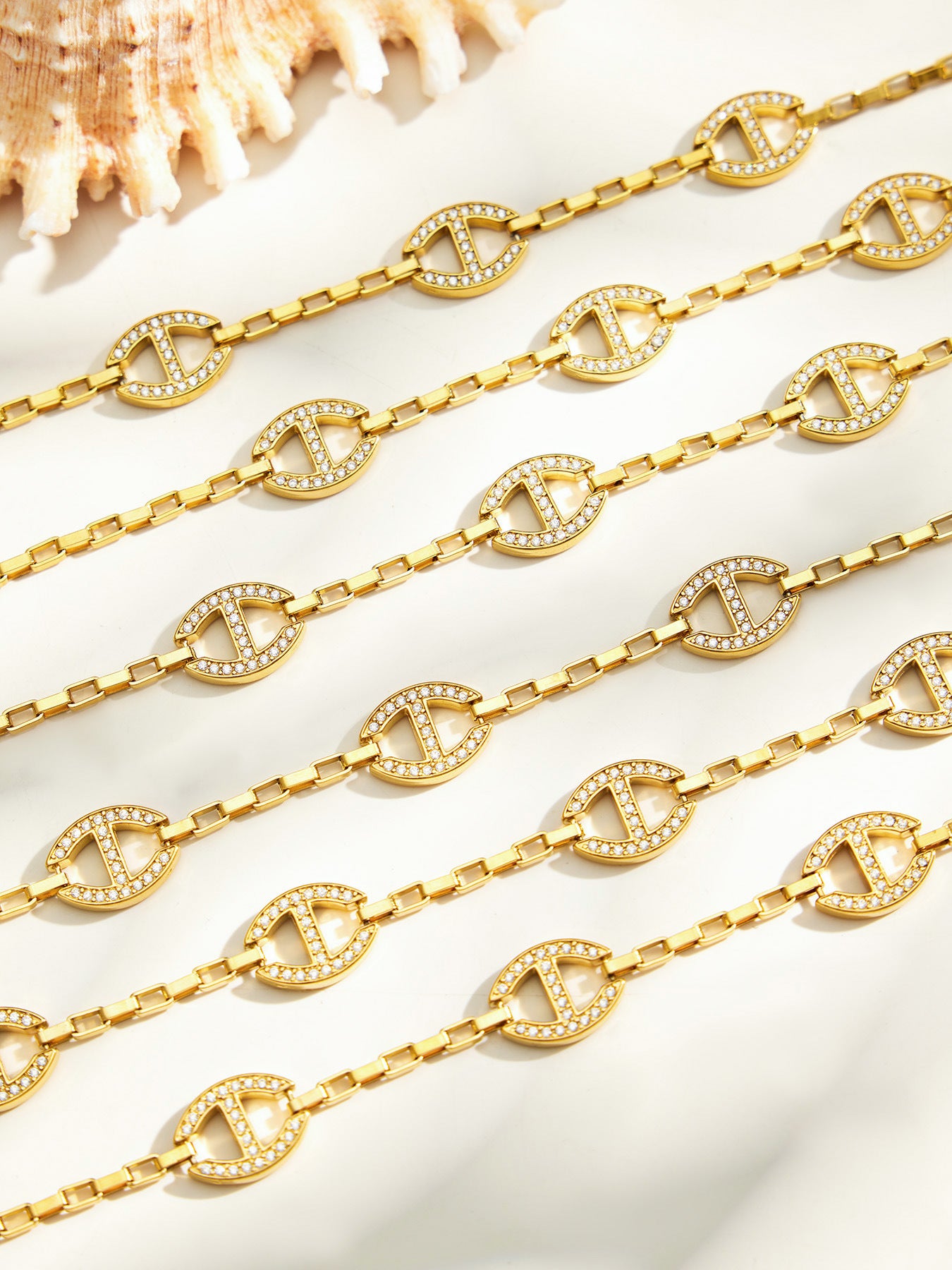 316L Stainless Steel 18K PVD Gold Zircon Bracelet made with 316L stainless steel and 18K PVD gold finish for wholesale jewelry buyers - image 9
