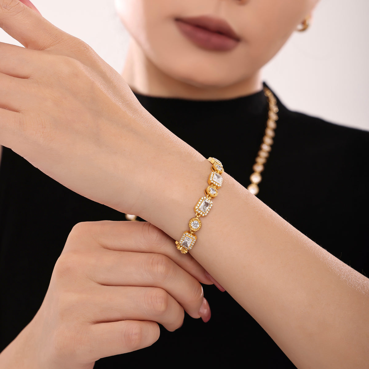 316L Stainless Steel 18K PVD Gold Zircon Chain Bracelet made with 316L stainless steel and 18K PVD gold finish for wholesale jewelry buyers - image 13