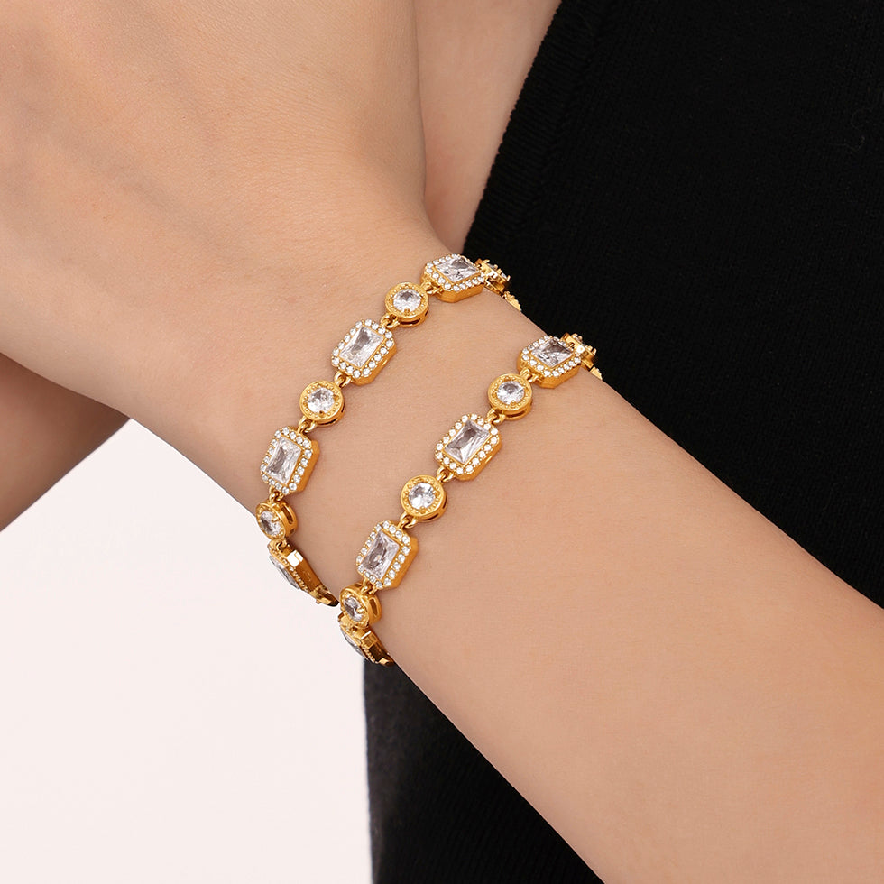 316L Stainless Steel 18K PVD Gold Zircon Chain Bracelet made with 316L stainless steel and 18K PVD gold finish for wholesale jewelry buyers - image 15