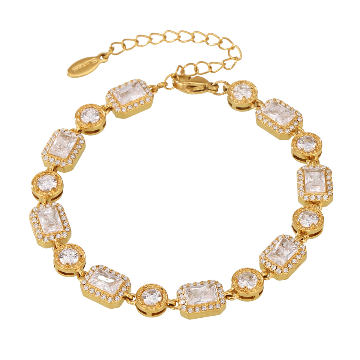 316L Stainless Steel 18K PVD Gold Zircon Chain Bracelet made with 316L stainless steel and 18K PVD gold finish for wholesale jewelry buyers - image 3