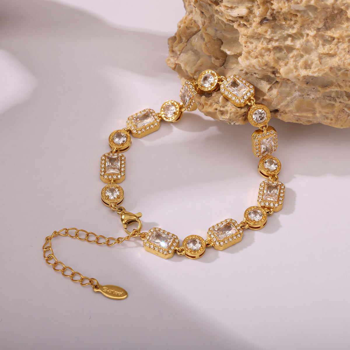 316L Stainless Steel 18K PVD Gold Zircon Chain Bracelet made with 316L stainless steel and 18K PVD gold finish for wholesale jewelry buyers - image 5