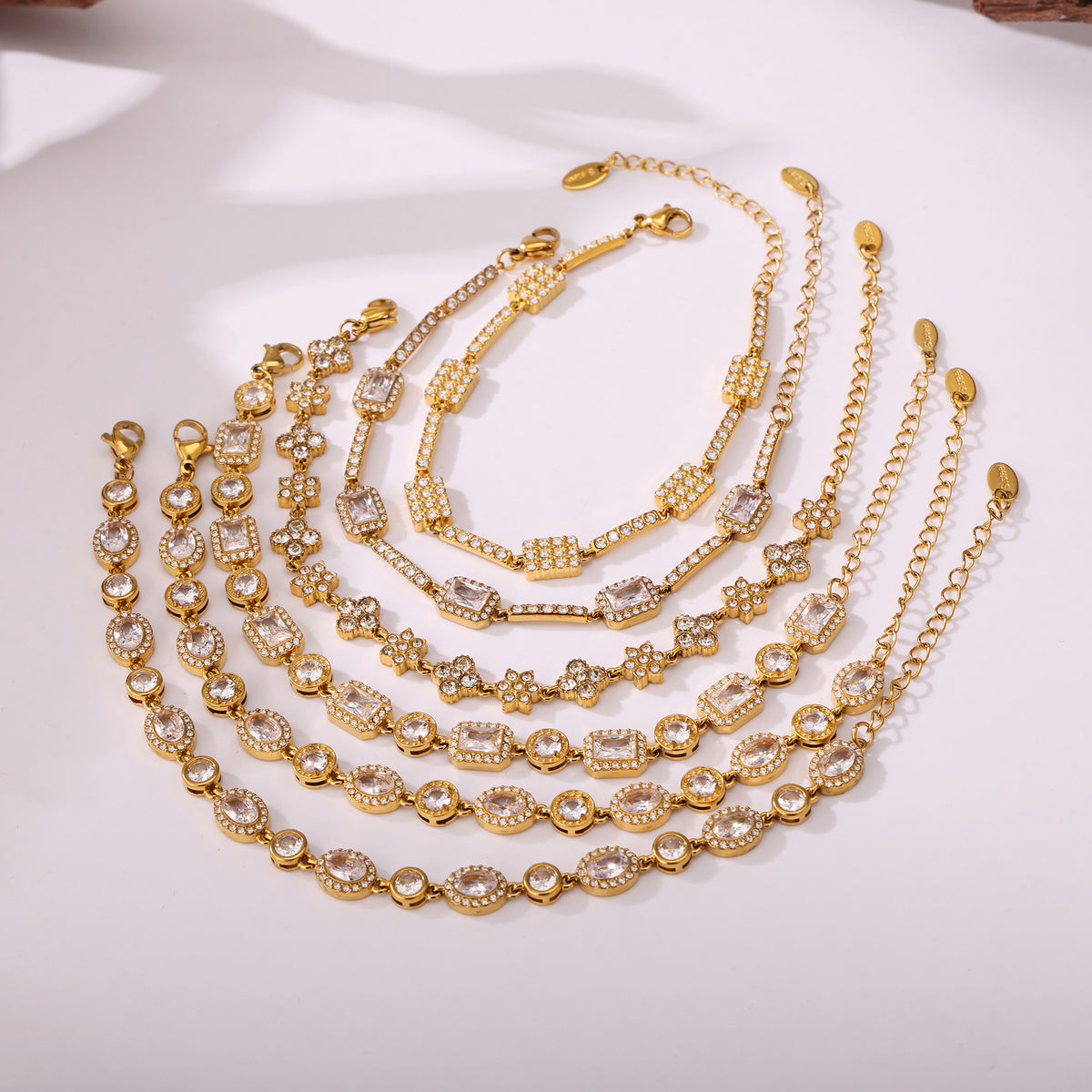 316L Stainless Steel 18K PVD Gold Zircon Chain Bracelet made with 316L stainless steel and 18K PVD gold finish for wholesale jewelry buyers - image 7
