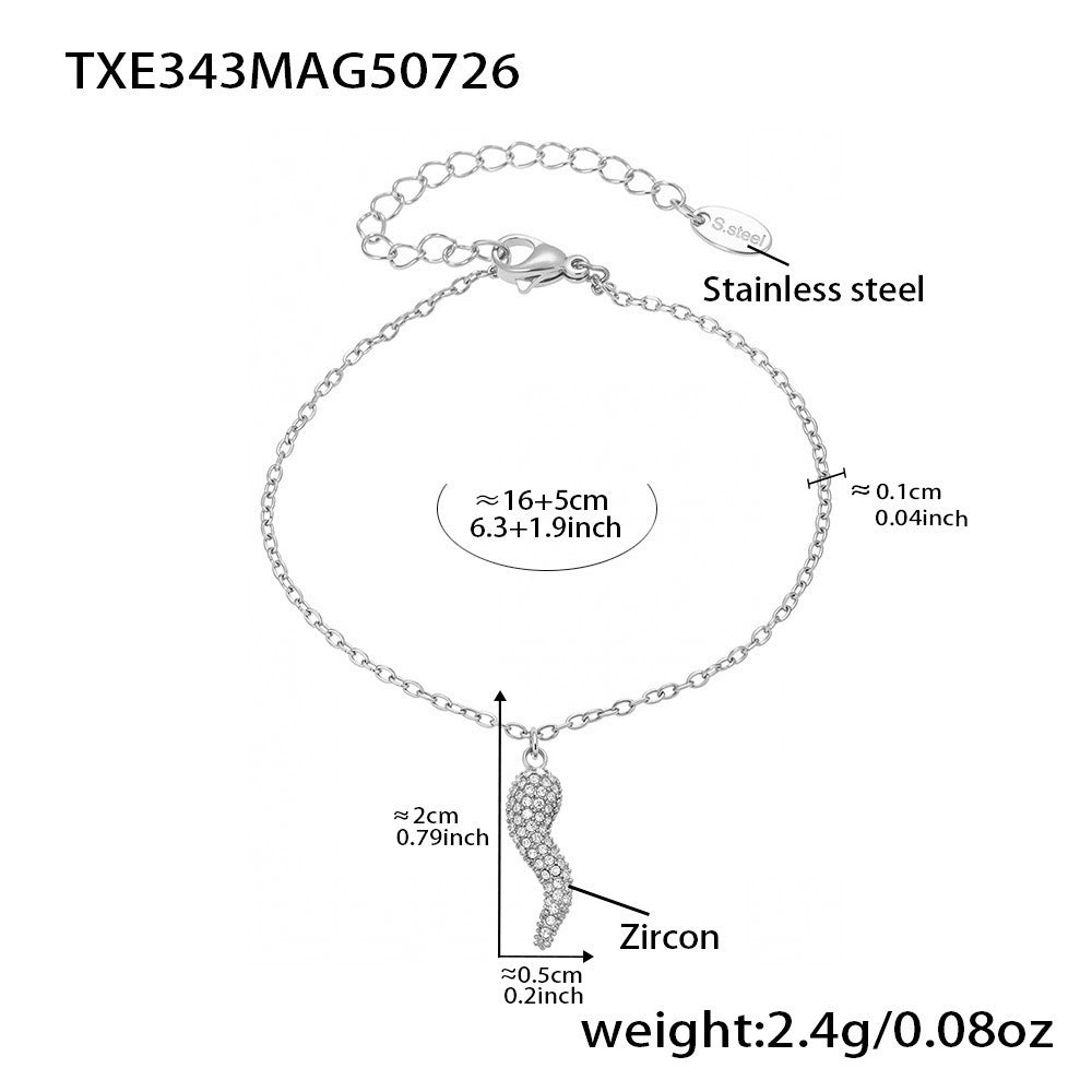 316L Stainless Steel Zircon Chili Pepper & Dog Bone Stackable Necklace & Bracelet - Image 13