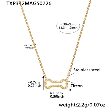 316L Stainless Steel Zircon Chili Pepper & Dog Bone Stackable Necklace & Bracelet - Image 6